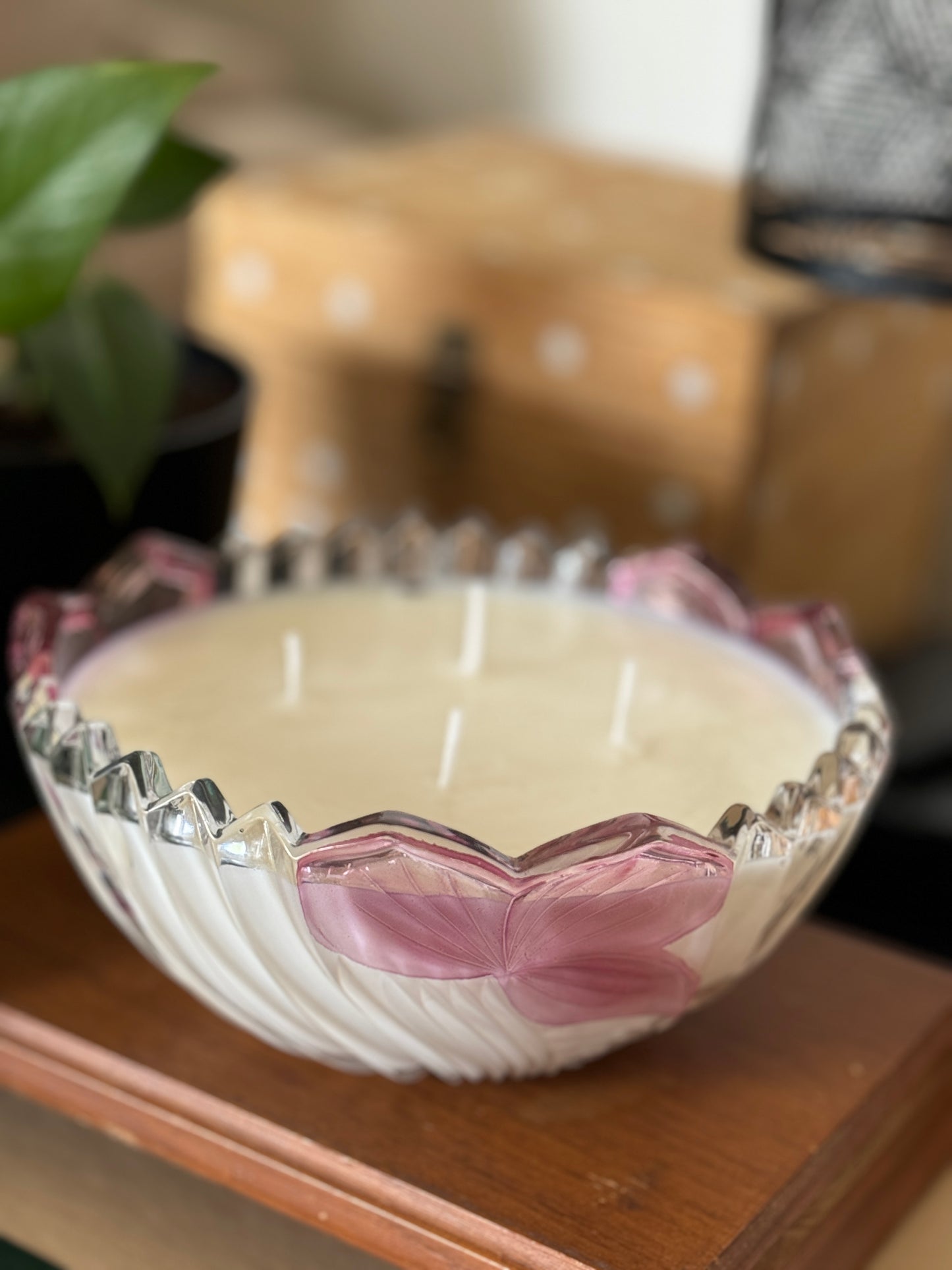 Pink Accented Vintage Candle